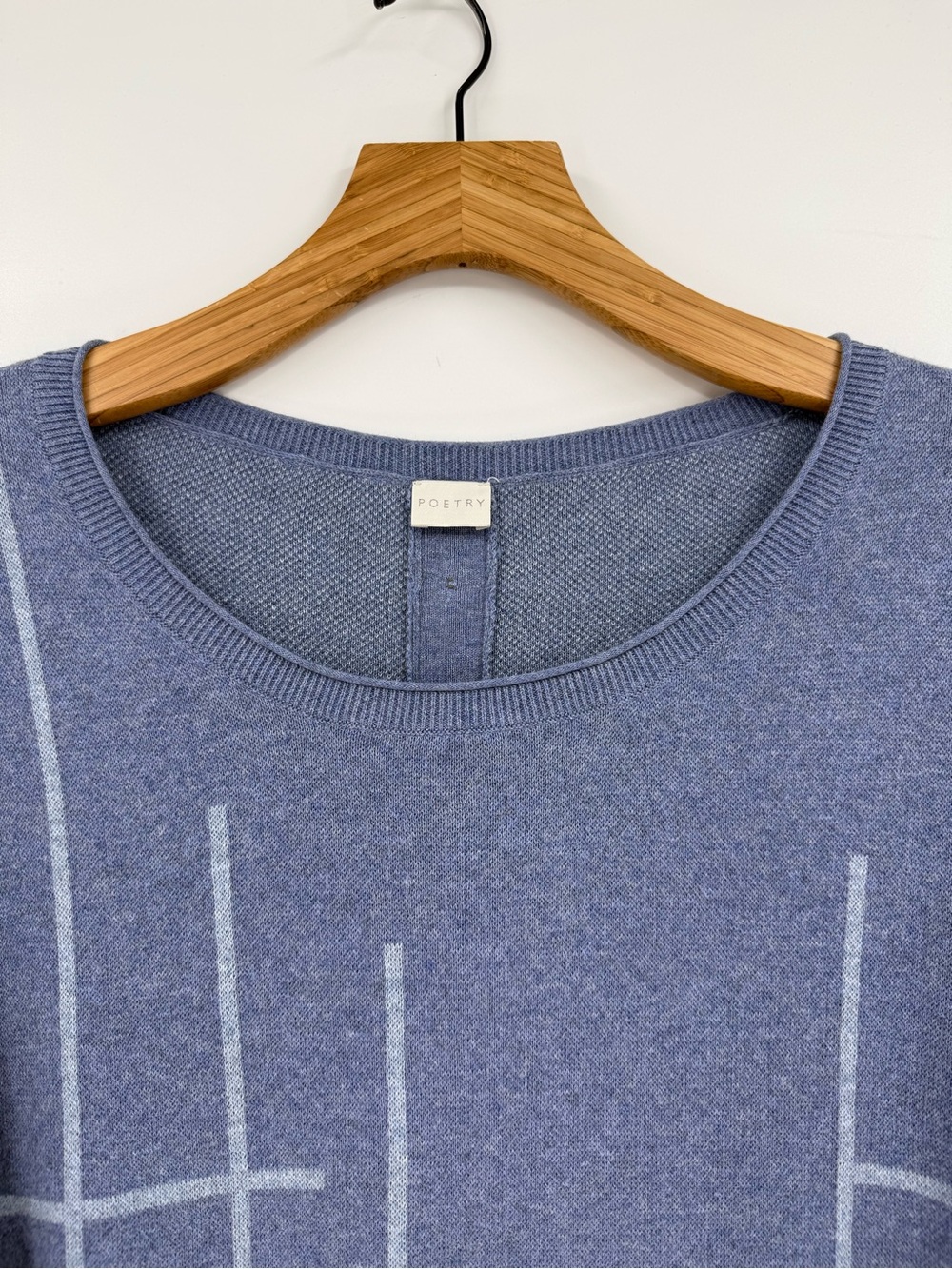 Poetry Blue Cotton Jumper Pullover Sweater with Button Up Back Size US 16 - Picture 3 of 11